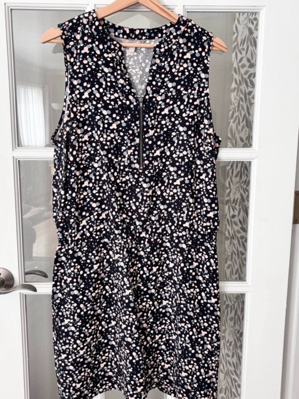 BANANA REPUBLIC Navy Spotted Sleeveless Dress Sz 14